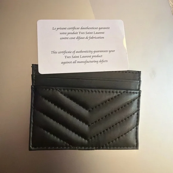 Saint Laurent Black Leather Textured Card Holder - Picture 5 of 5